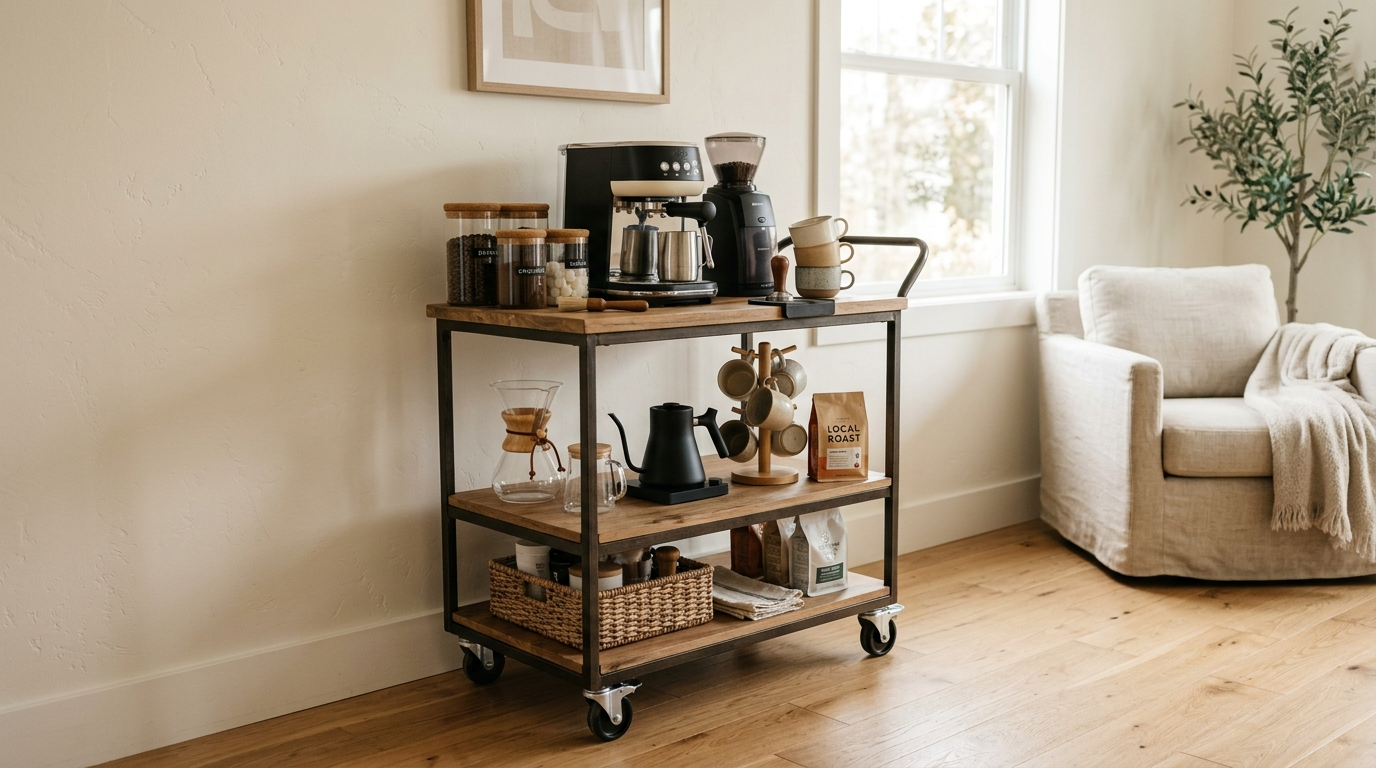 Use a small shelf to add vertical storage